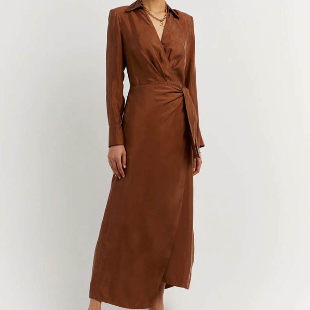 NWT DISSH SASHA TAN WRAP MIDI DRESS Size US 6